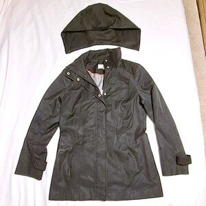 Calvin Klein Women's Black Button Up AND Zipper Closers Coat Size Medium